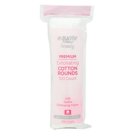 Equate Beauty Premium Exfoliating Cotton Rounds, 100 Count