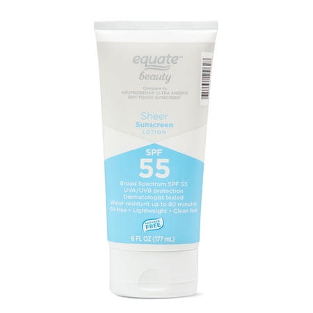 Equate Beauty Sheer Broad Spectrum Sunscreen Lotion, SPF 55, 6 fl oz