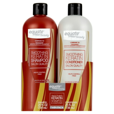 Equate Beauty Smoothing Keratin Moisturizing Texturizing Daily Shampoo & Conditioner, Full Size Set, 2 Piece