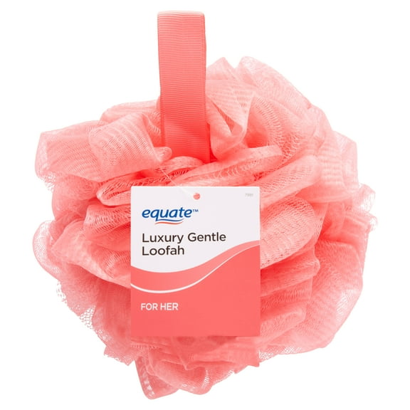 Equate Women's Luxury Gentle Loofah Bath Sponge Body Scrubber, Color May Vary, for Bath & Shower