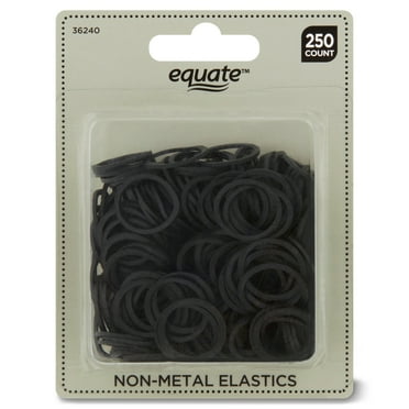 Equate Non-Metal Hair Bands, Black, for Ponytails, Braids, or Bunds (250 Count)