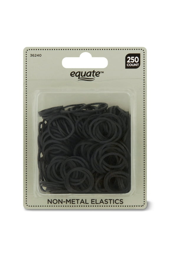 Non-Metal Hair Bands, Black, for Ponytails, Braids, Bunds, 250 Count