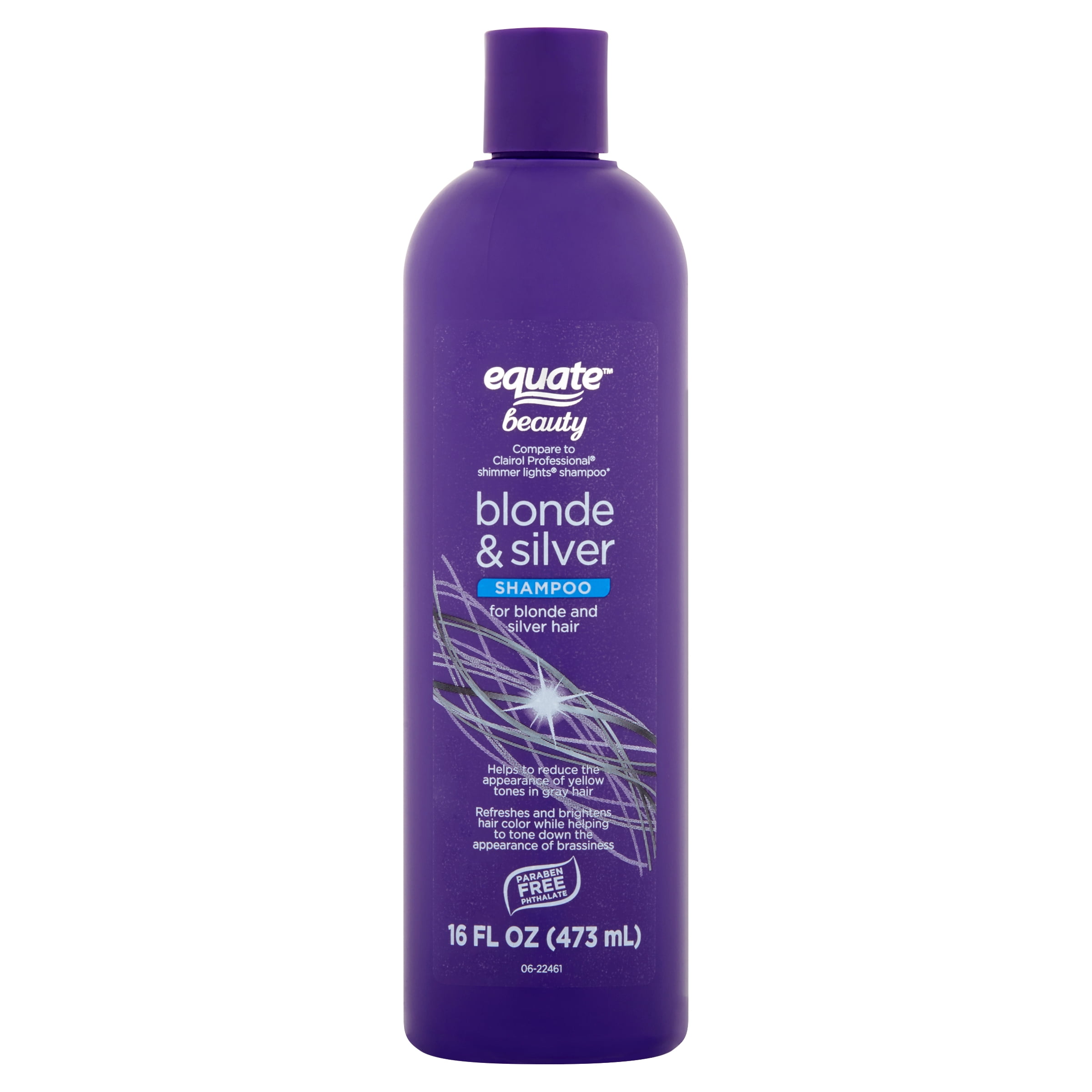 Equate Blonde & Silver Shampoo for Hair Care of Blonde and Silver Hair, 16 fl oz, Compare to Clairol Professional Shimmer Lights Shampoo