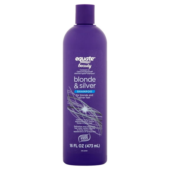 Equate Blonde & Silver Shampoo for Hair Care of Blonde and Silver Hair, 16 fl oz, Compare to Clairol Professional Shimmer Lights Shampoo
