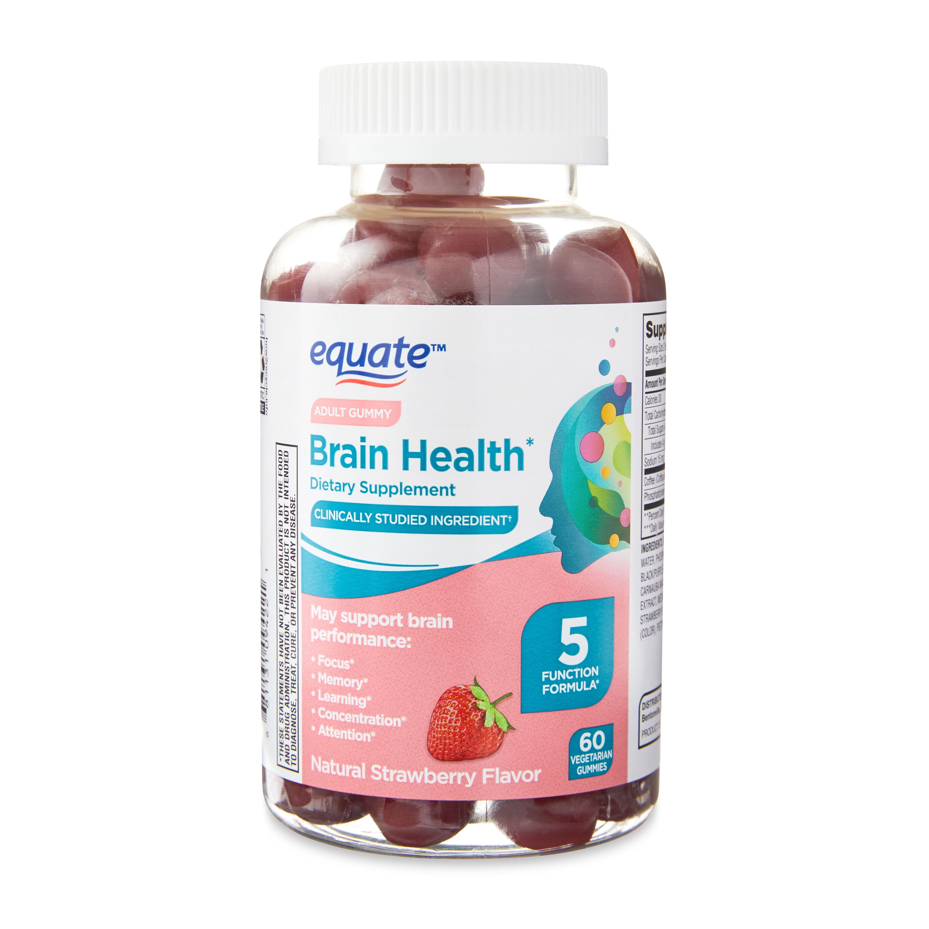 Equate Brain Health 5 Function Formula Gummies Dietary Supplement, 60 Count  