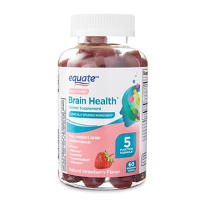 Gomitas de Suplemento Dietético para la Salud Cerebral Fórmula de 5 Funciones Equate, 60 Unidades