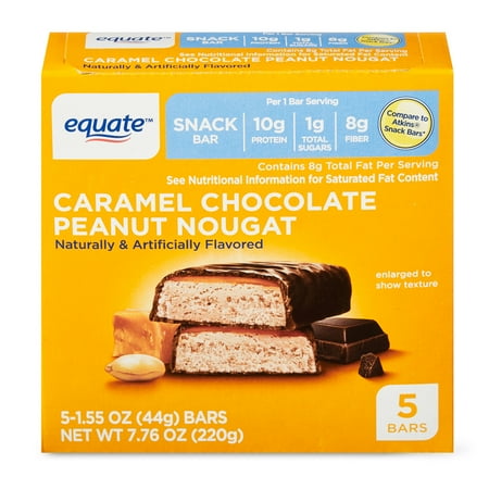 Equate Caramel Chocolate Peanut Nougat Snack Bar, 5 count