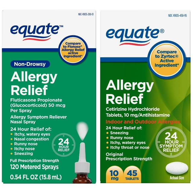 Equate Cetirizine NonDrowsy Allergy Relief Tablets (45 Ct) & Equate