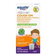 Equate Children’s 12 Hour Cough Relief DM Liquid, Grape Flavor, Ages 4 Years and Older, 5 oz, Compare to Children's Delsym® Active Ingredients