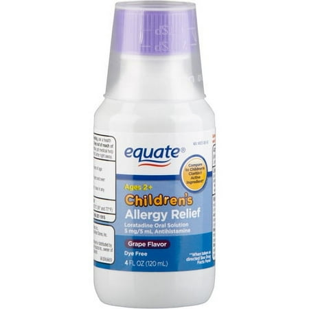 Equate Children's Allergy Relief 24 Hour Non-Drowsy Grape Flavor Loratadine Oral Solution 4 fl oz