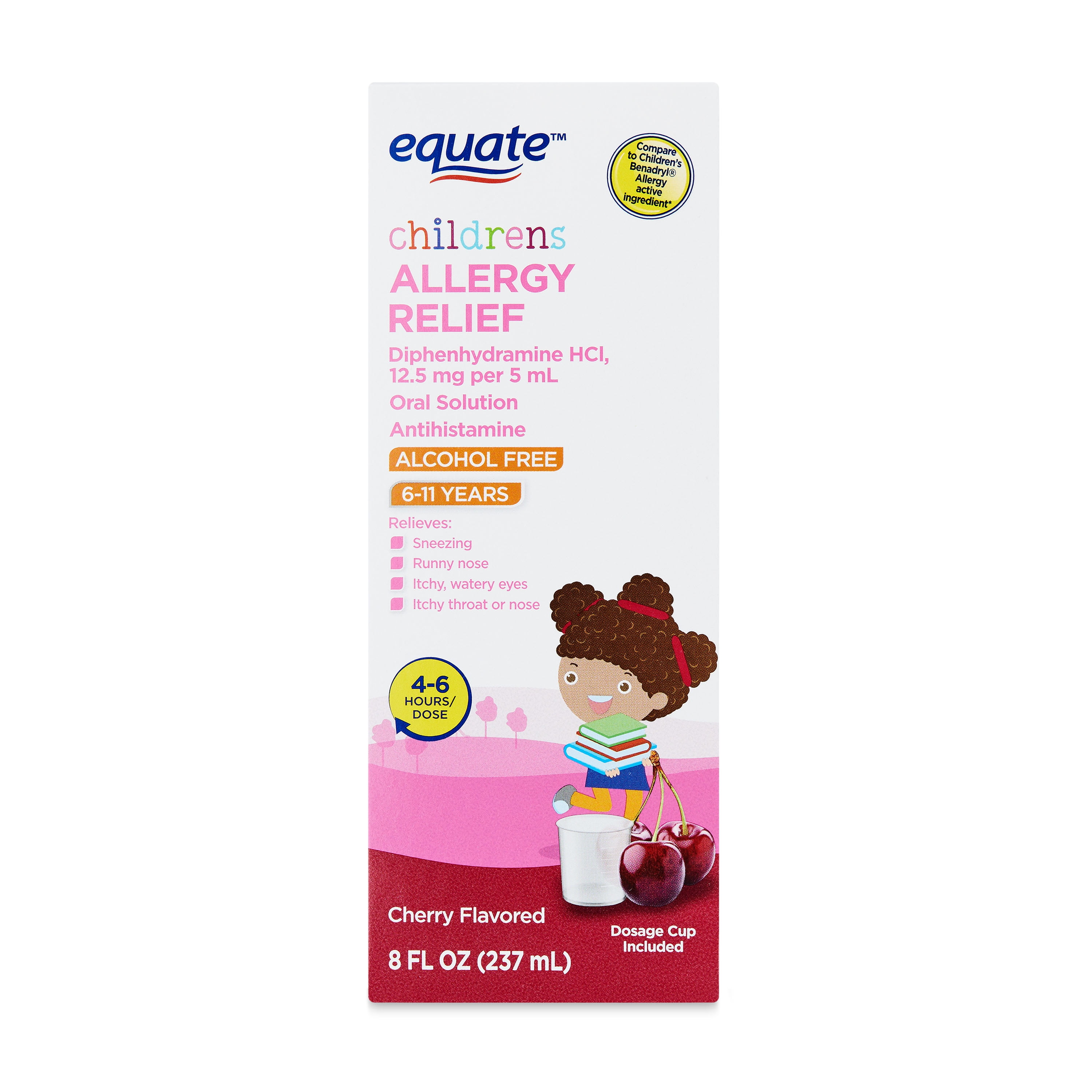 Equate Children's Allergy Relief Liquid, Diphenhydramine HCl 12.5 mg