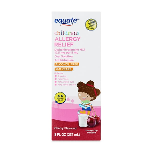 Equate Children's Allergy Relief Liquid, Diphenhydramine HCl 12.5 mg