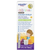 Equate Children's Dark Honey and Ivy Leaf Extract Cough Syrup Dietary Supplement Liquid, Natural Grape Flavor, 4 fl oz