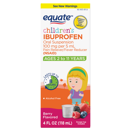 Equate Children's Ibuprofen Oral Suspension, 100 mg, Berry Flavor, Ages 2 to 11 Years, 4 fl oz, Compare to Children's Motrin® Active Ingredient