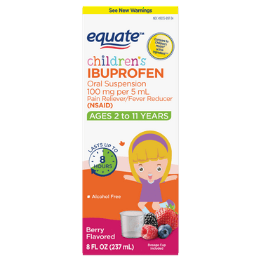 Equate Children's Ibuprofen Oral Suspension, 100 mg, Berry Flavor, Ages 2 to 11 Years, 8 fl oz, Compare to Children's Motrin® Active Ingredient