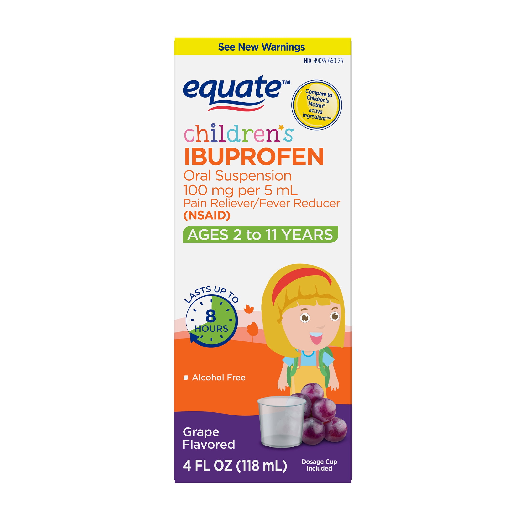 Equate Children's Ibuprofen Oral Suspension 100 mg per 5 mL, Grape