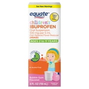 Equate Children's Ibuprofen Oral Suspension 100 mg per 5 mL (NSAID), Bubble Gum Flavor, 4 Fluid ounce (US)