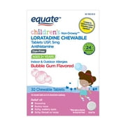 Equate Antihistamines Dye-Free Loratadine Chewables for Children's Health with Chewable Tablets 5 mg
