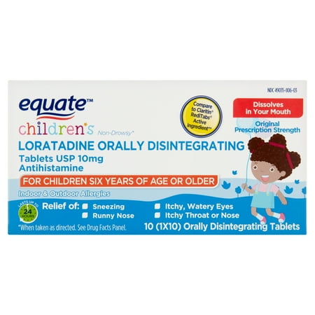 Equate Children's Loratadine Orally Dissolving Tablets, 10 mg, Ages 6 Years and Older, 10 Count, Compare to Claritin® RediTabs® Active Ingredient