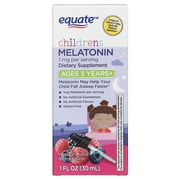 Equate Children's Melatonin Dietary Supplement Liquid for Sleep Support, Natural Mixed Berry Flavor, 1 mg, 1 fl oz