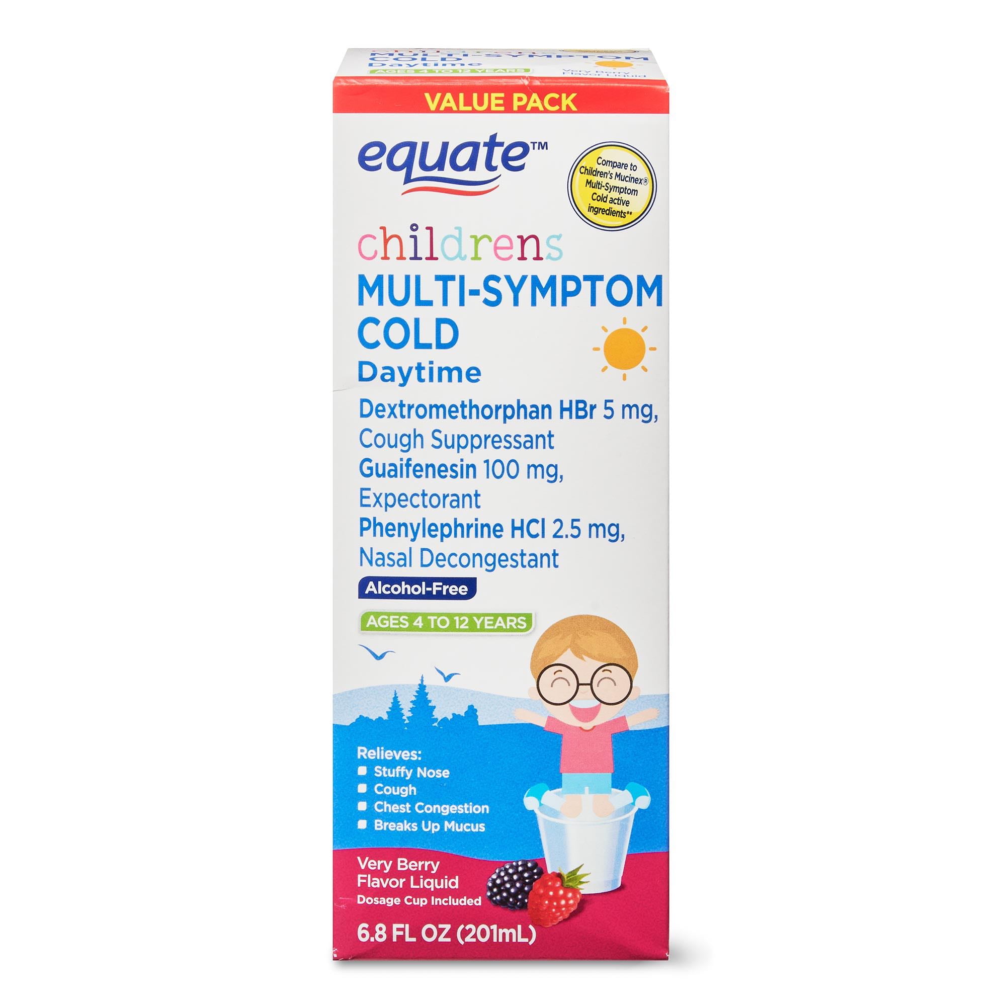 Equate Children's Mucus Relief MultiSymptom Cold, Berry Flavor Liquid