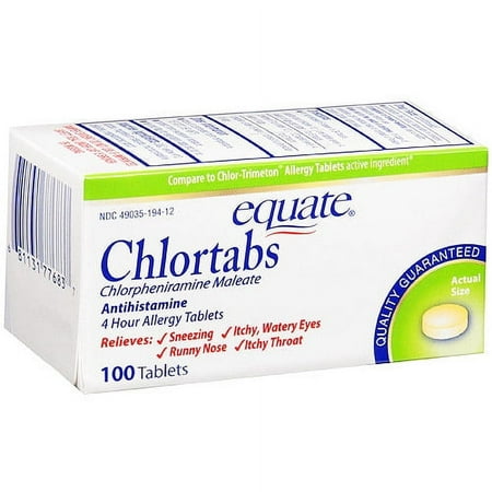 Equate: Chlorpheniramine Maleate Antihistamine Chlortabs, 100 Count
