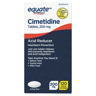 Equate Cimetidine Tablets 200 mg, Acid Reducer, 120 Count