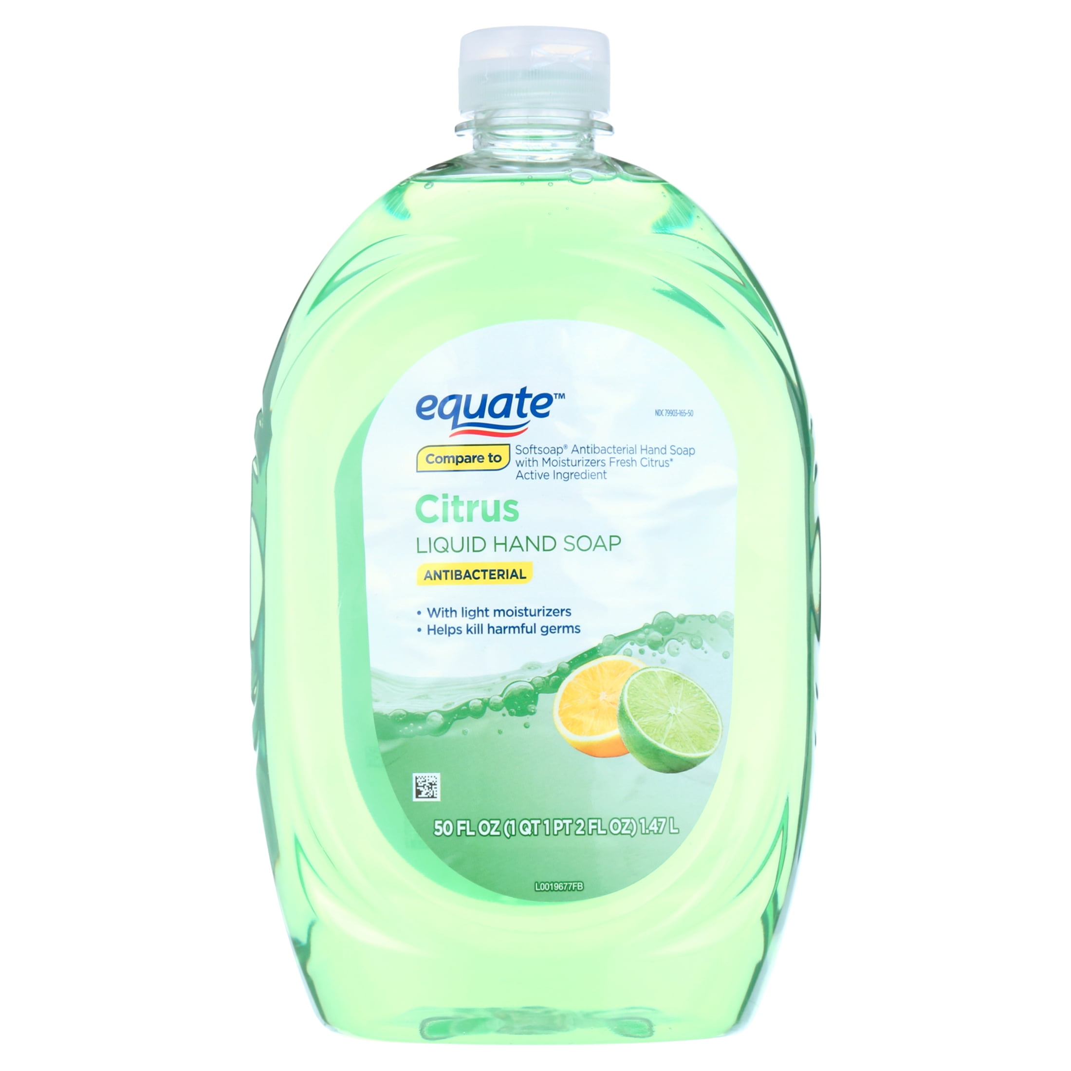 Equate Antibacterial Liquid Hand Soap, Citrus, with Light Moisturizers, 50 fl oz, Compare to Softsoap Antibacterial Hand Soap with Moisturizers Fresh Citrus Active Ingredient