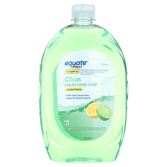 Equate Antibacterial Liquid Hand Soap, Citrus, with Light Moisturizers, 50 fl oz, Compare to Softsoap® Antibacterial Hand Soap with Moisturizers Fresh Citrus Active Ingredient
