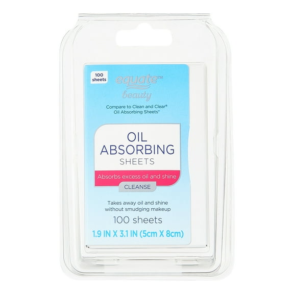 Equate Oil Absorbing Sheets, 100 Count. Instantly Remove Excess Shine. Compare to Clean and Clear ® Oil Absorbing Sheets