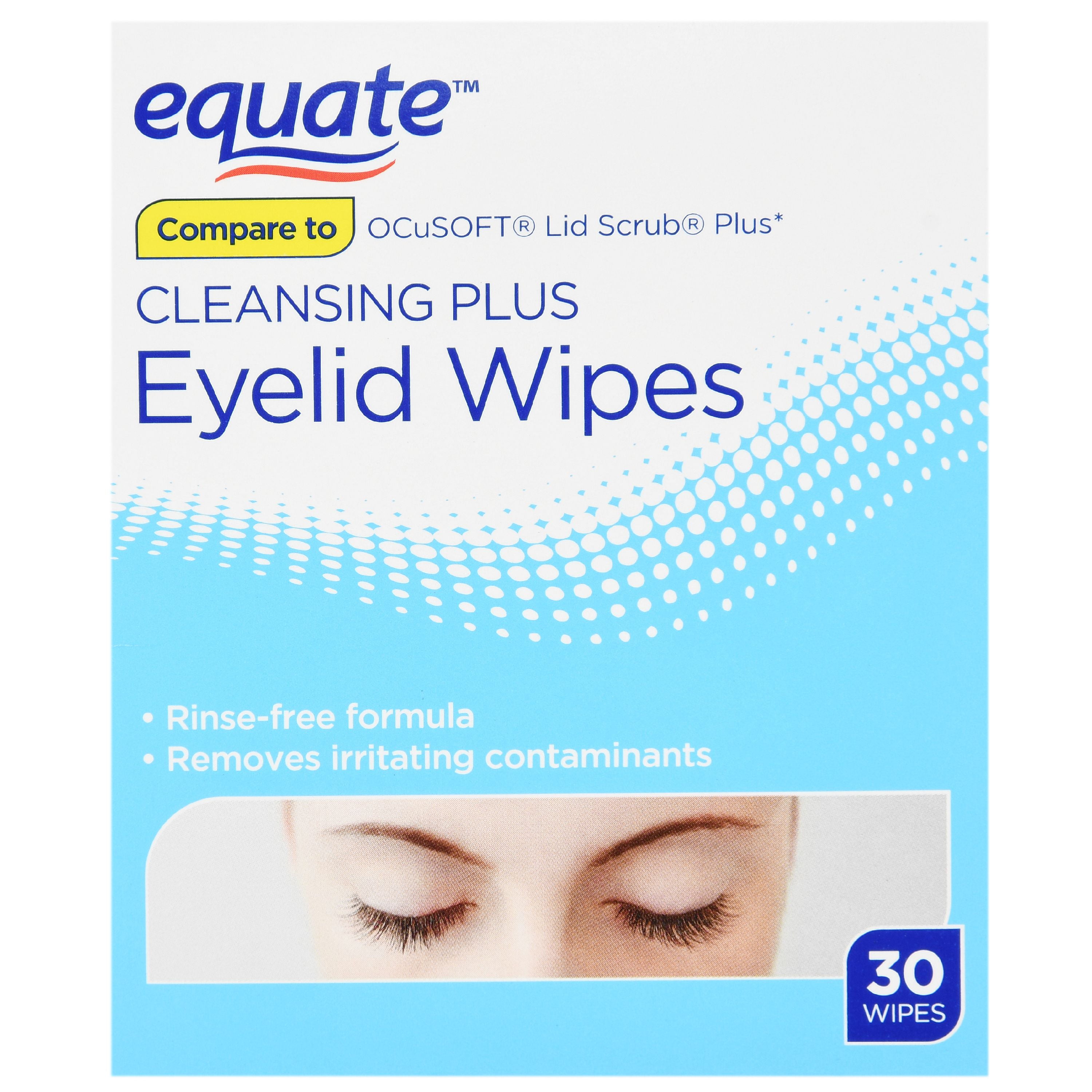 Equate Cleansing Plus Eyelid Wipes, 30 Count