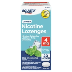 Equate Coated Nicotine Polacrilex Lozenges, 4 mg Ice Mint Flavor, Stop Smoking Aid, 20 Count