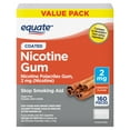 thumbnail image 1 of Equate Nicotine Gum 2 mg, Stop Smoking Aid, Cinnamon Flavor, Coated, 160 Count, 1 of 9