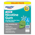 thumbnail image 1 of Equate Coated Nicotine Polacrilex Gum, 2 mg (Nicotine), Stop Smoking Aid, Mint , 200 Count, 1 of 9