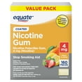 thumbnail image 1 of Equate Nicotine Gum 4 mg, Stop Smoking Aid, Fruit Flavor, 160 Count, 1 of 10