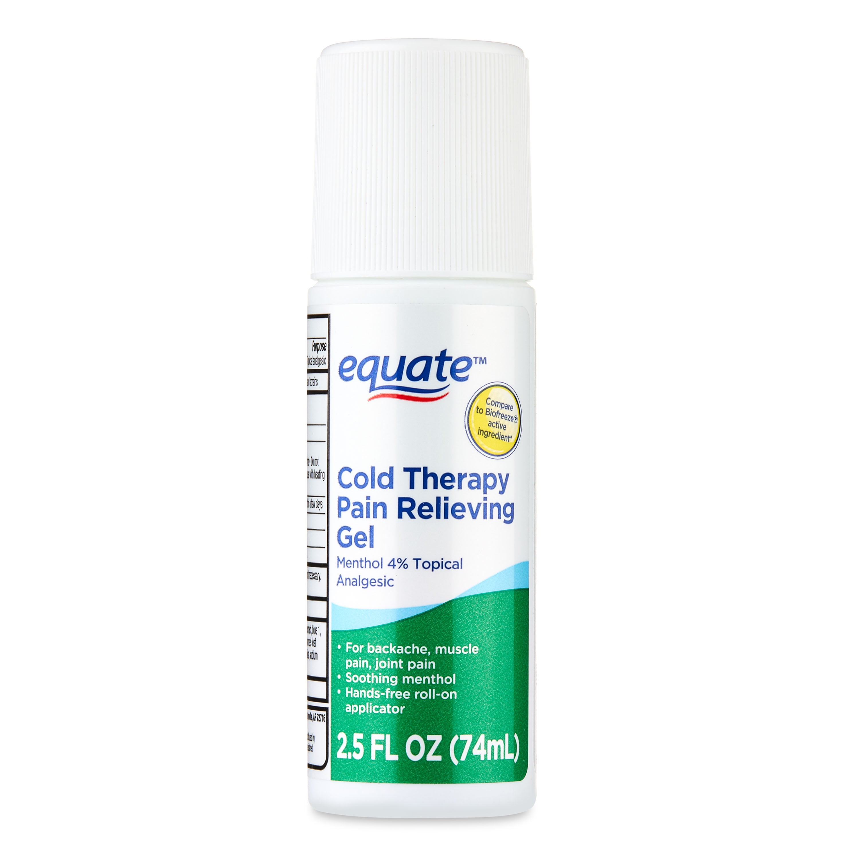 Equate Cold Therapy Pain Relieving Gel Roll-on with Menthol, 4% Topical Analgesic, 2.5 fl oz