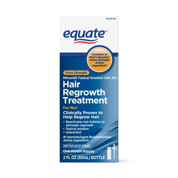 Equate Compare to Men Rogaine Minoxidil Topical Solution 5% Hair Loss & Regrowth Treatment for Male, 1-Month Supply, 2 fl oz