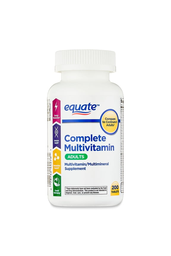 Complete Multivitamin/Multimineral Supplement Tablets, Adults, 200 Count, Compare to Centrum® Adults