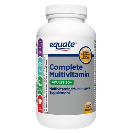Equate Complete Multivitamin/Multimineral Supplement Tablets, Adults 50+, 450 Count
