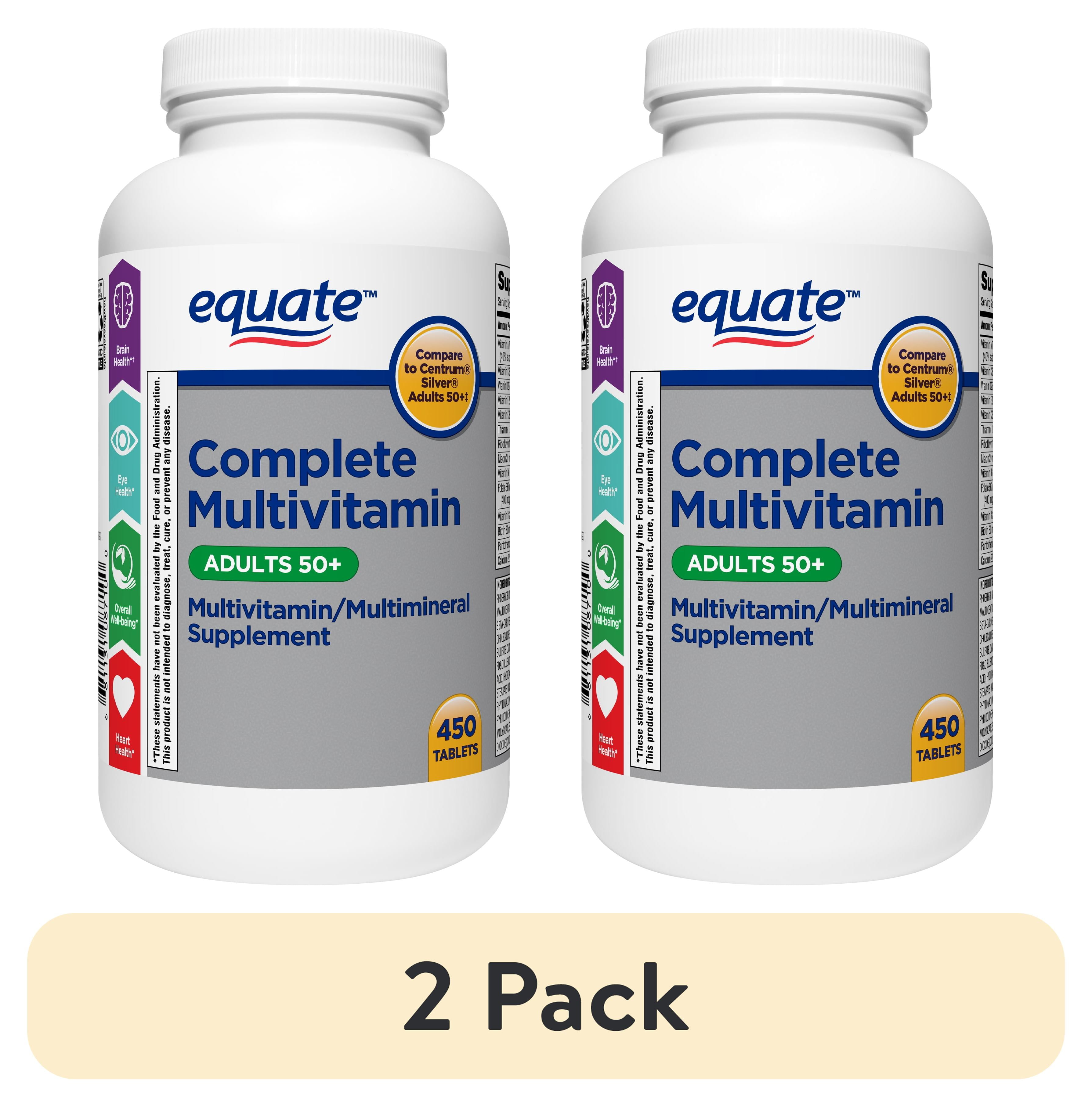 (2 pack) Equate Complete Multivitamin/Multimineral Supplement Tablets, Adults 50+, 450 Count, Compare to Centrum Silver Adults 50+