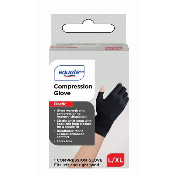 Equate Compression Glove, Black, Large/X-Large, Unisex