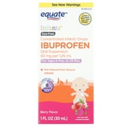 Equate® Dye-Free ibuprofen Fever Reducer Liquid for Flu Dosing, Syringe, 50mg, 1 FL OZ (30mL)