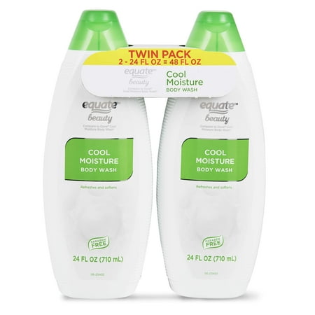 Equate Cool Moisture Body Wash, 24 fl oz, Twin Pack
