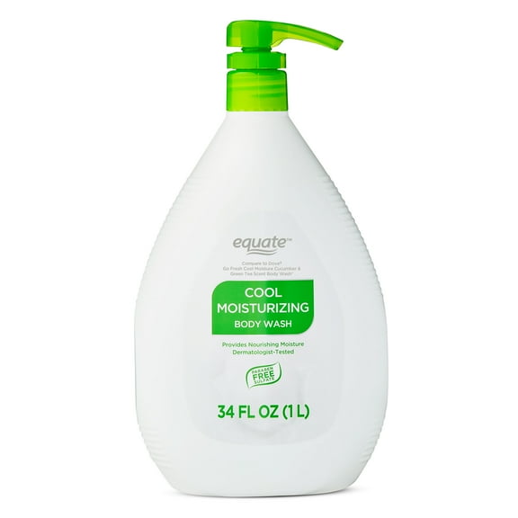 Equate Cool Moisturizing Body Wash, 34 fl oz, Compare to Dove Go Fresh Cool Moisture Cucumber & Green Tea Scent Body Wash