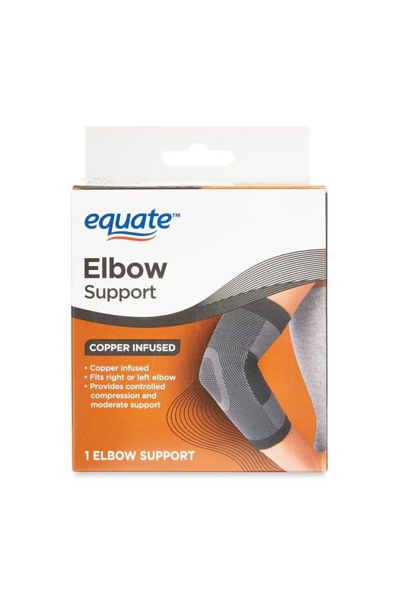 Copper Infused Elbow Support for Compression and Moderate Support, 1 Count (One Size Fits Most)