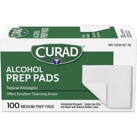 CURAD Medium 2-Ply Sterile Alcohol Prep Pads, 100 Count