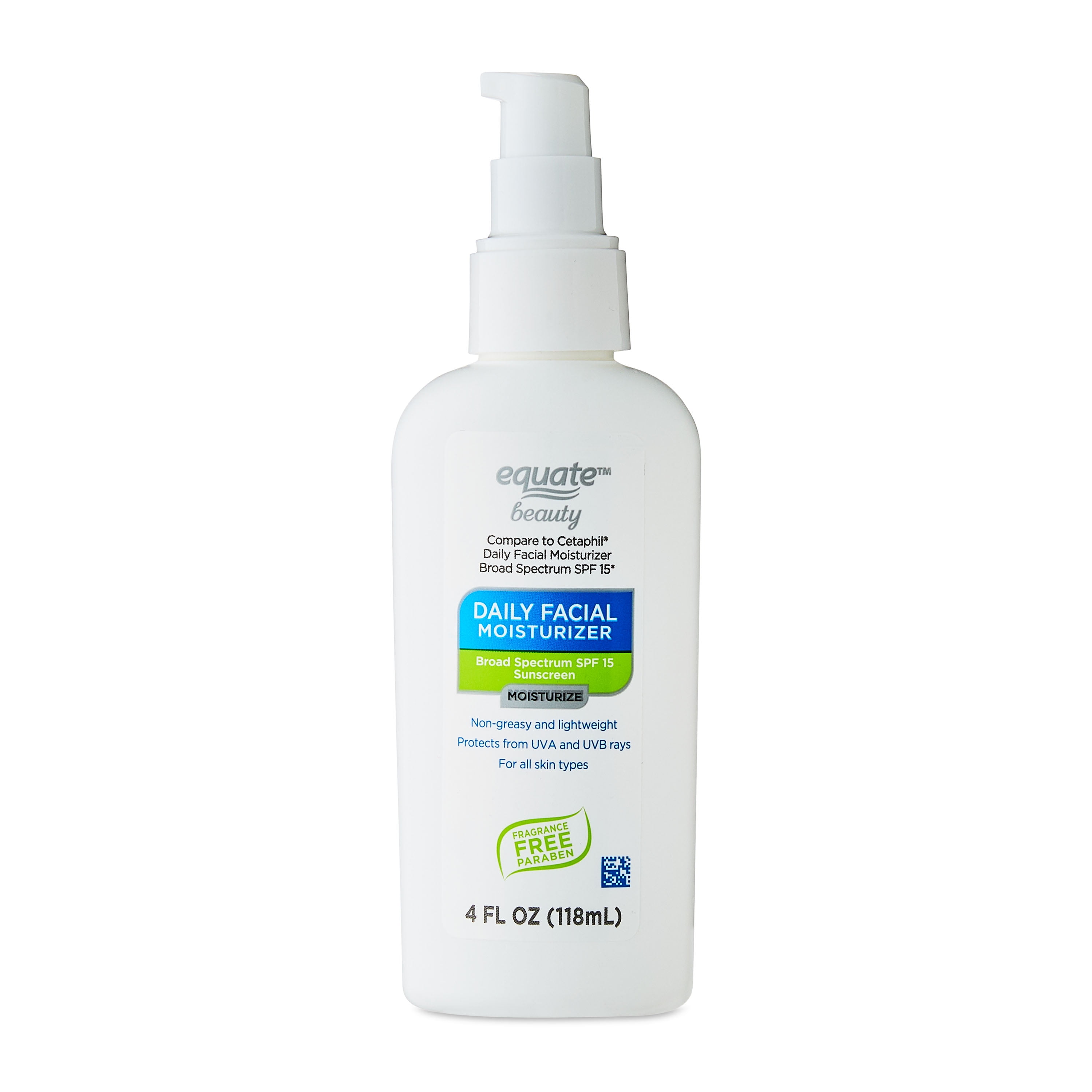 Equate Daily Facial Moisturizer SPF 15 4oz, Compare to Cetaphil Daily Facial Moisturizer Broad Spectrum SPF 15
