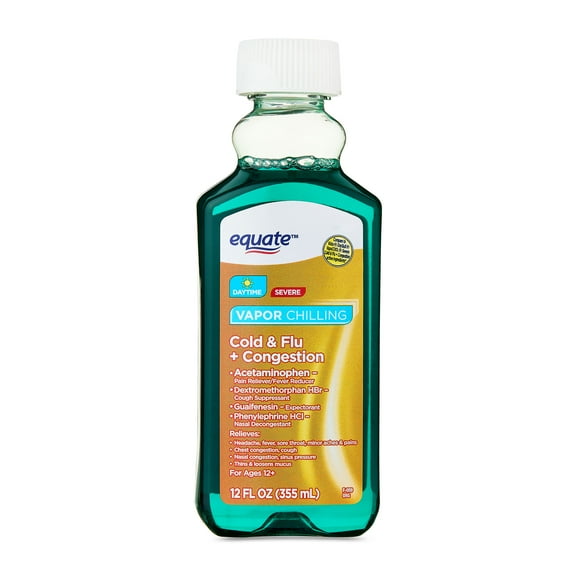 Equate Vapor Chilling Daytime Severe Cold and Flu + Congestion Liquid, 12 oz