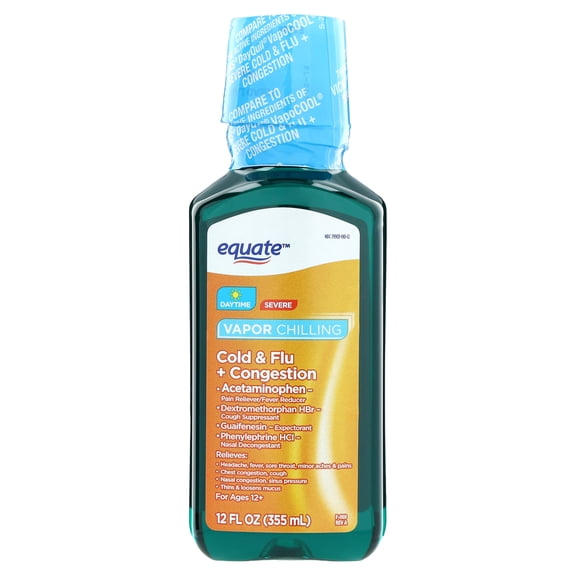 Equate Chlorine-Free Acetaminophen Cough & Cold Liquid, Daytime Relief, 12 fl oz