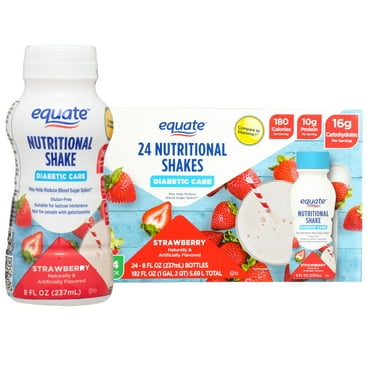 Equate Diabetic Care Nutritional Shakes, Strawberry, 8 fl oz, 24 Count Compare to Glucerna Strawberry